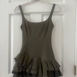 Zara olive green sleeveless dress